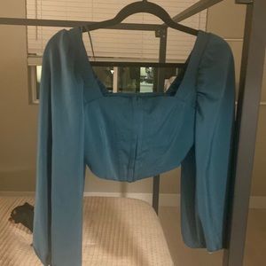 Green long sleeve bustier top